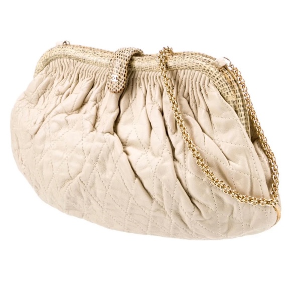 CHANEL Handbags - Vintage Chanel Quilted Lambskin & Lizard Lined Clutch
